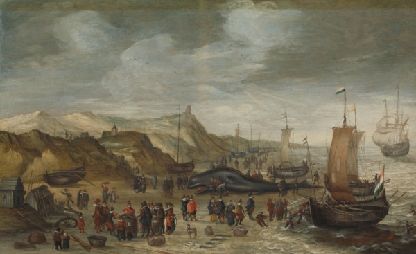 A Sperm Whale Washed up on the Beach at Noordwijk, 28 December 1614, 1614-1626. Creator: Hans Saveryy.