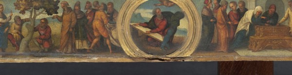Moses and the Tablets of the Law, the Curse of the Withered Fig Tree, and the Widow's Mite, 1525-153 Creator: Ludovico Mazzolino.