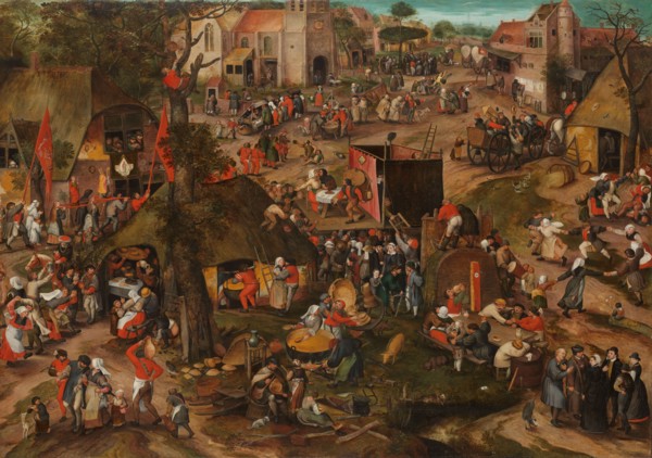 A Flemish Kermis with a Performance of the Farce ‘Een cluyte van Plaeyerwater’, c.1570. Creator: Peeter Baltens.