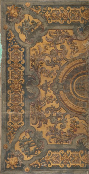 Ornamental ceiling painting with representations of putti in the corners, 1695-1755.  Creator: Elias van Nijmegen.