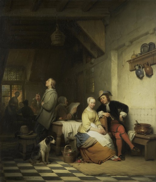 Interior of an Inn, with Figures in Seventeenth-Century Costume, 1848. Creator: Ferdinand De Braekeleer.