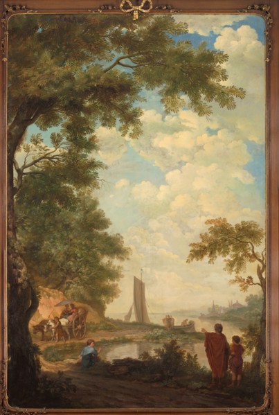 Arcadian landscape with figures by a riverbank, 1771.  Creator: Juriaan Andriessen.