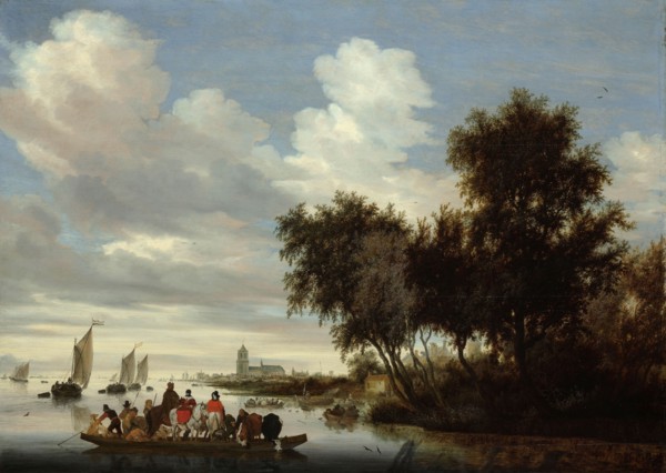 River Landscape with Ferry, 1649. Creator: Salomon Ruysdael.