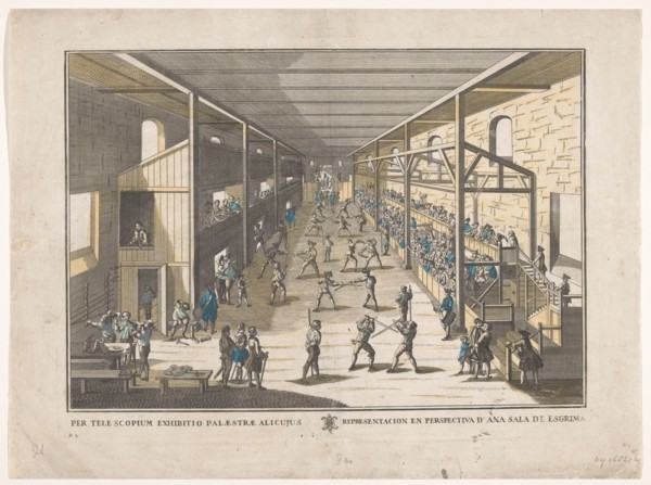 View of a fencing school, 1700-1799. Creator: Remondini family.