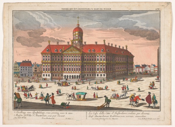 View of the Town Hall and the Dam in Amsterdam, 1742-1801. Creator: Georg Balthasar Probst.