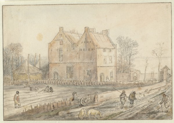 View of a Country House with Sowers in the Field, c.1610-c.1615. Creator: Hendrick Avercamp.