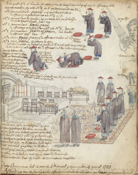 Chinese sacrificial ceremony in Batavia, 1785. Creator: Jan Brandes.