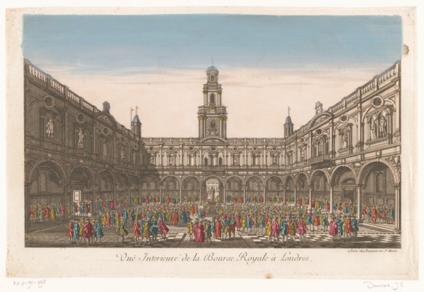 View of the interior of the Royal Exchange in London, 1745-1775. Creator: Unknown.
