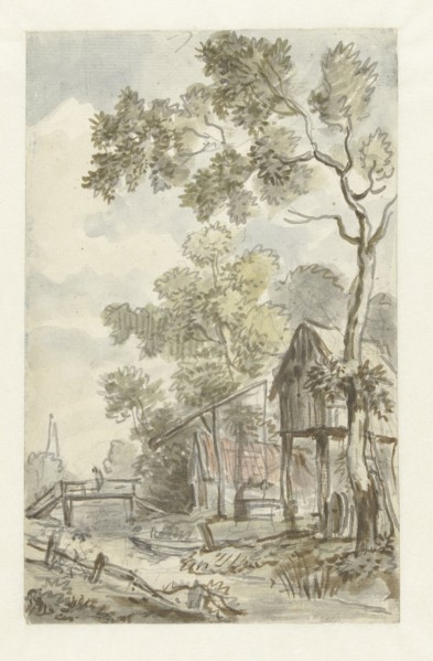 Design for wallpaper painting with a Dutch landscape, c.1752-c.1819. Creator: Juriaan Andriessen.