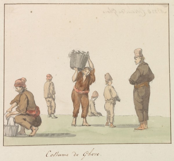 Traditional costumes of the island of Gozo, 1778. Creator: Louis Ducros.