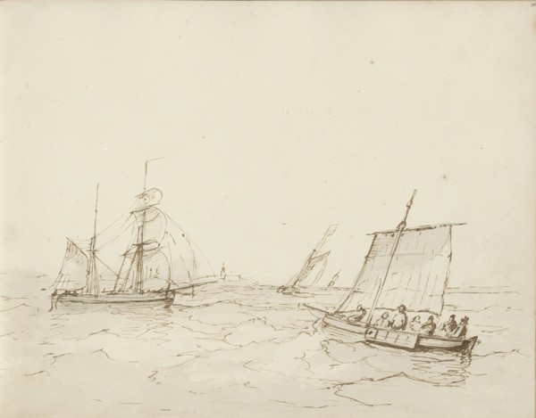 Sailing ships at sea, c.1825-c.1875. Creator: Circle of Petrus Johannes Schotel.