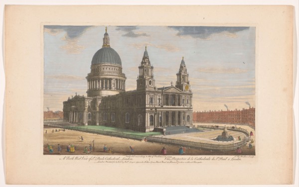 View of Saint Paul's Cathedral in London seen from the northwest side, 1753. Creator: Johann Michael Muller.