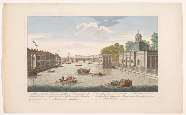 View of the Fontanka River in Saint Petersburg seen from the north side, 1745-1794. Creator: Unknown.