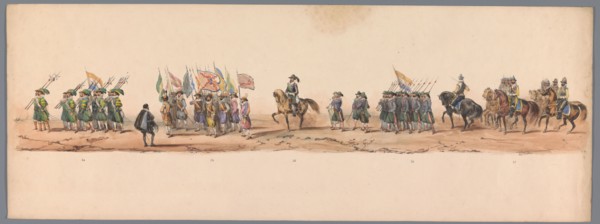 Historical parade at the second centenary of the Utrecht University, 1836 (plate 9), 1837. Creator: Victor Adam.