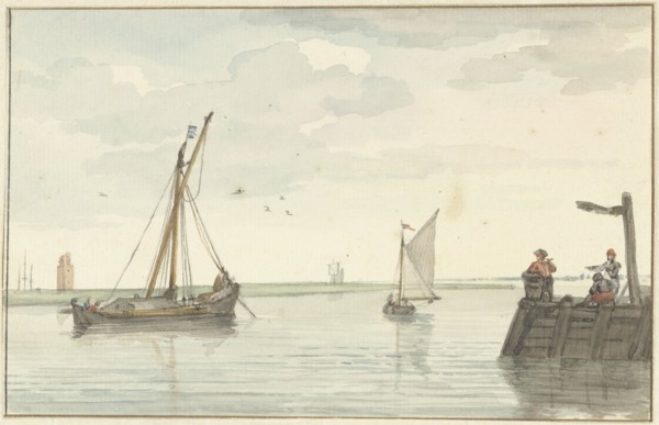 The stone fire beacon and the harbor head of Durgerdam, 1756. Creator: Aert Schouman.
