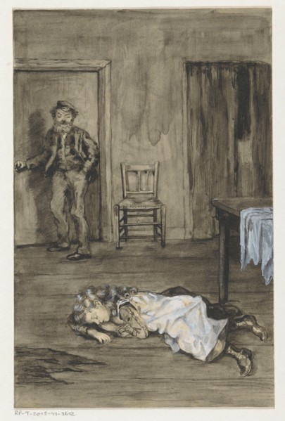 Girl sleeping on the floor, 1905 or earlier.  Creator: Anna Maria Kruijff.