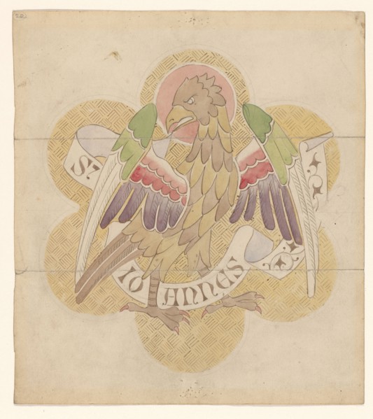 Design for embroidery: eagle, symbol of St John the Evangelist, c.1850-c.1875. Creator: Hardman & Co..