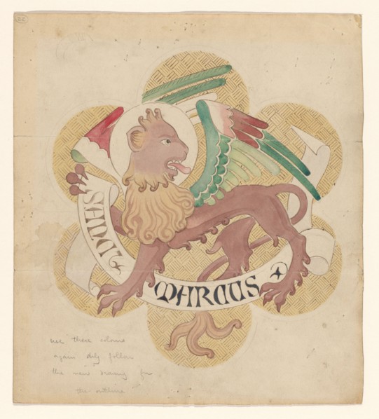 Design for embroidery: lion, symbol of St Mark the Evangelist, c.1850-c.1875. Creator: Hardman & Co..