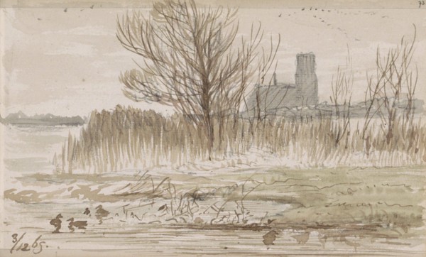 View of Kralingen on the water, 1865. Creator: Johannes Tavenraat.