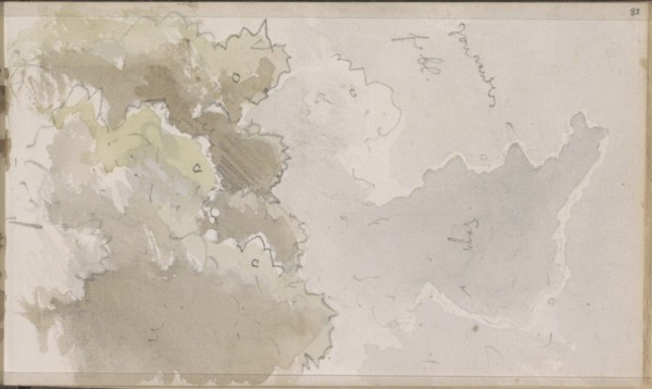 Cloudy sky above a few treetops, 1864-1880. Creator: Johannes Tavenraat.