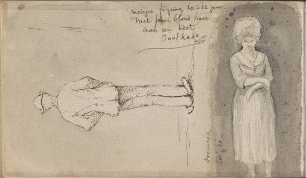 Man, seen from behind, and a girl, 1871. Creator: Johannes Tavenraat.