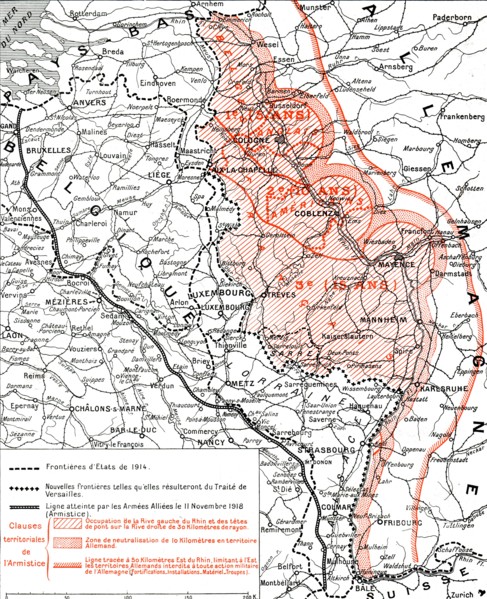 'L'Execution de L'Armistice; Les territoires que rendit ou livra aux allies la defaite..., 1918. Creator: P Pollacchi.