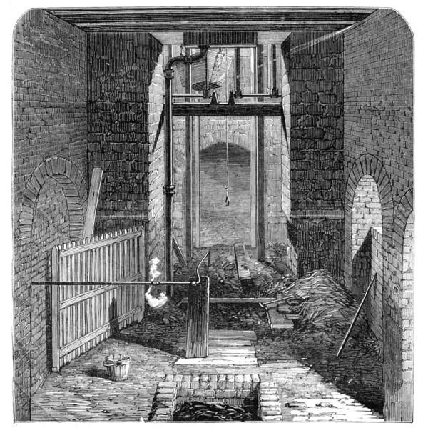 The Lund Hill Colliery Explosion: Mouth of the Downcast Shaft, 1857. Creator: Unknown.