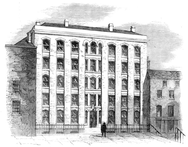The "Strand Buildings" (Model Lodging-House) to be erected in Eagle-Court, 1857. Creator: Unknown.