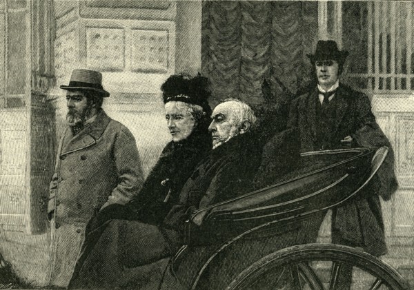 'Mr. and Mrs. Gladstone Starting for a Drive from the Chateau Thorenc, Cannes', 1898, (c1900).  Creator: Unknown.