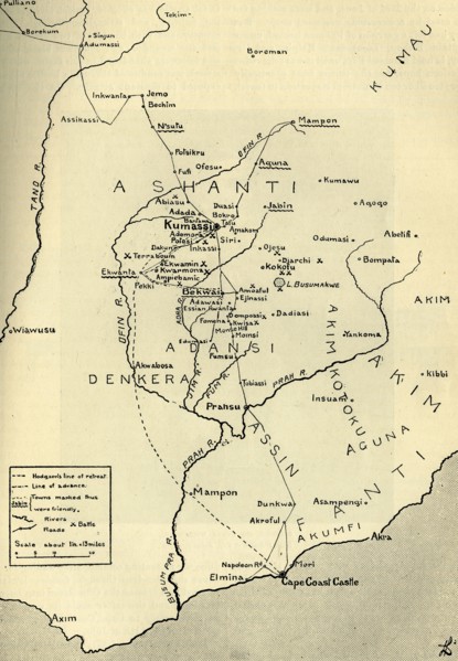 'Sketch Map of the Theatre of War in Ashanti, 1900', c1900. Creator: Unknown.