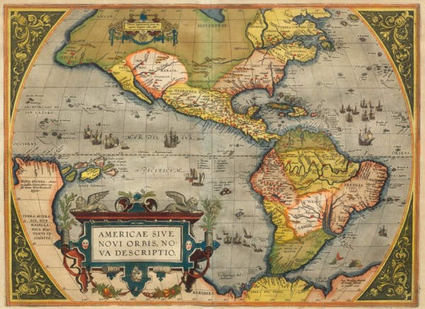 Americae Sive Novi Orbis Nova Descripto. From Theatrum Orbis Terrarum, 1572. Creator: Ortelius, Abraham (1527-1598).