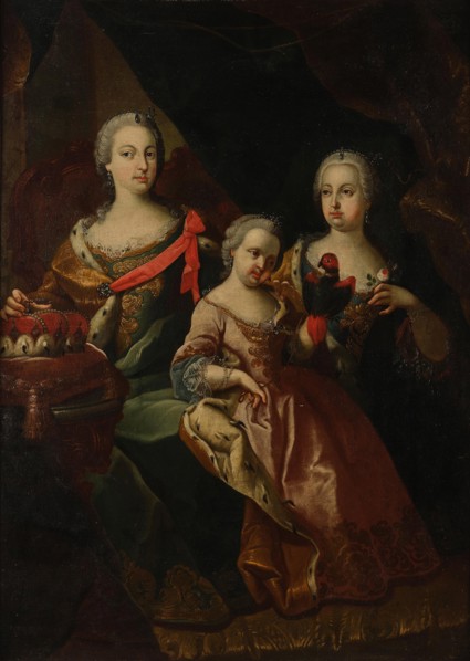 Archduchess Maria Theresa with her two sisters Maria Anna (1718-1744) and Maria Amalia...18th cen... Creator: Anonymous.