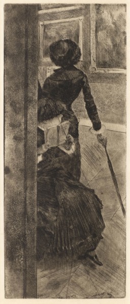 Au Louvre: la peinture (Mary Cassatt), ca 1879. Creator: Degas, Edgar (1834-1917).