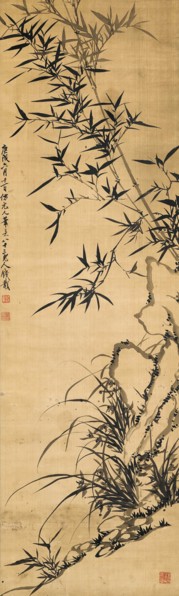 Bamboo, rock and orchid, 1760. Creator: Qian Zai (1708-1793).