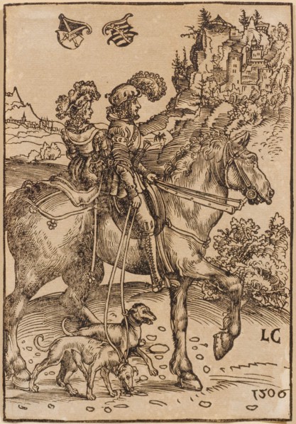 Noble couple riding out to hunt, 1506. Creator: Cranach, Lucas, the Elder (1472-1553).