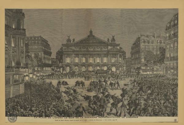 Place de l'Opéra on the evening of the Paris first performance of Lohengrin, 1891. Creator: Méaulle, Fortuné (1844-1916).