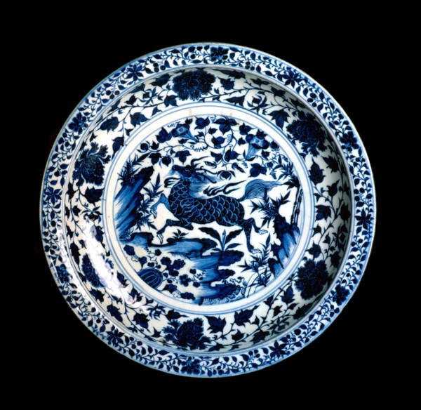 Plate with a qilin, ca 1350. Creator: The Oriental Applied Arts.