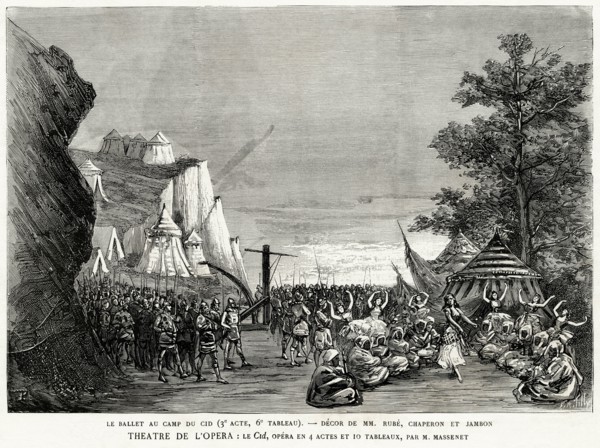 Scene from the premiere of the Opera Le Cid by Jules Massenet on December 5, 1885, 1885. Creator: Tilly, Auguste (1840-1898).