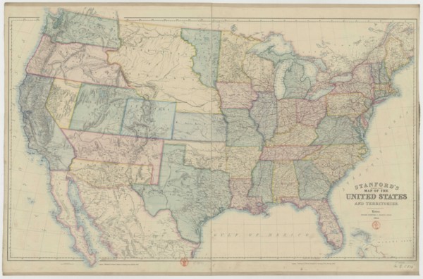 Stanford's railway & county Map of the United States, 1861. Creator: Stanford, Edward (1827-1904).