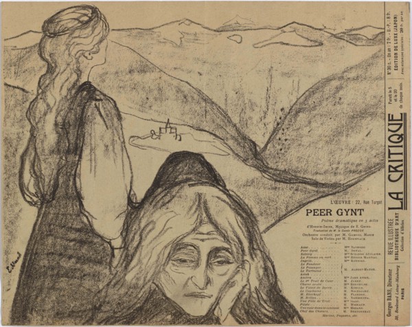 Theatre Programme: "Peer Gynt" by H. Ibsen, 1896. Creator: Munch, Edvard (1863-1944).