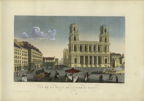 Vue de la place de l'église Saint-Sulpice, 1817-1824. Creator: Courvoisier-Voisin, Henri (1757-1830).