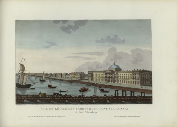Vue de l'École des cadets et du pont sur la Néva, à Saint-Petersbourg, 1817-1824. Creator: Courvoisier-Voisin, Henri (1757-1830).