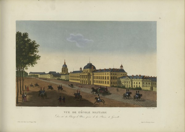Vue de l'Ecole militaire, du côté du Champ-de-mars prise de la plaine de Grenelle, 1817-1824. Creator: Courvoisier-Voisin, Henri (1757-1830).