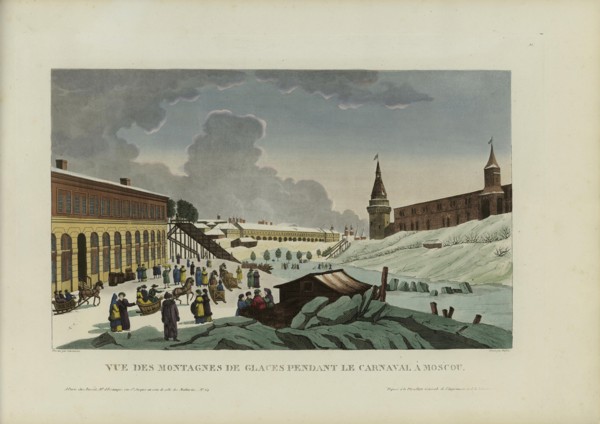 Vue des montagnes de glace pendant le carnaval à Moscou, 1817-1824. Creator: Courvoisier-Voisin, Henri (1757-1830).