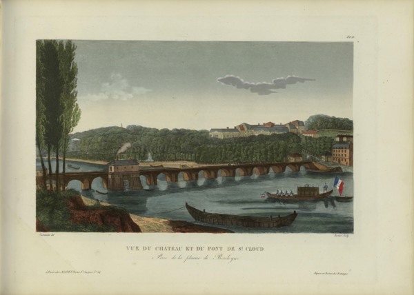 Vue du château et du pont de Saint-Cloud, prise de la plaine de Boulogne, 1817-1824. Creator: Courvoisier-Voisin, Henri (1757-1830).