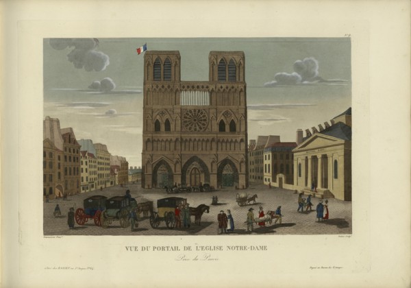 Vue du portail de l'église Notre-Dame, prise du parvis, 1817-1824. Creator: Courvoisier-Voisin, Henri (1757-1830).