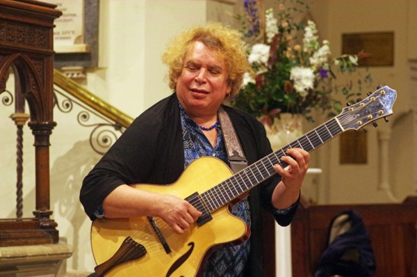 Howard Alden, Geoff Simkins - Howard Alden Trio, St Andrews Church, Hove, East Sussex, 21 Oct 2022. Creator: Brian O'Connor.