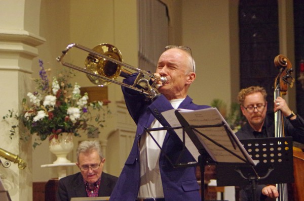 Mark Bassey, Josephine Davies Mark Bassey Sextet, St Andrews Church, Hove, East Sussex, 14 Oct 2022. Creator: Brian O'Connor.