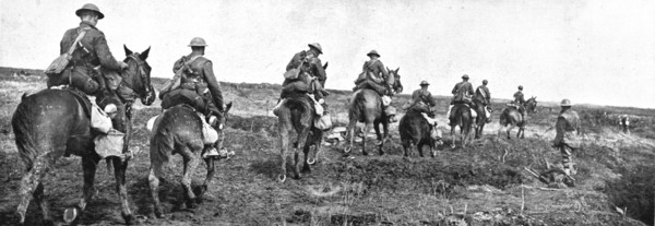 'Sur le front occidental: la prise de la Crete de Vimy; La cavalerie legere canadienne..., 1917. Creator: Unknown.