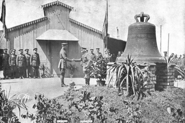 Belgian Bell Recovered; The victors of Messines were commanded..., 1917. Creator: Unknown.